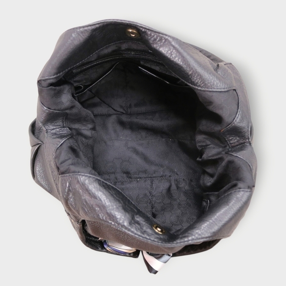 Vintage Michael Kors Austin Black Leather Buckle Hobo Bag with Scarf Accent - Picture 3 of 5